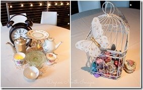 Beauty and the Beast and Peter Pan inspired wedding party centerpieces, photography by Degress North Images | MouseMingle.com
